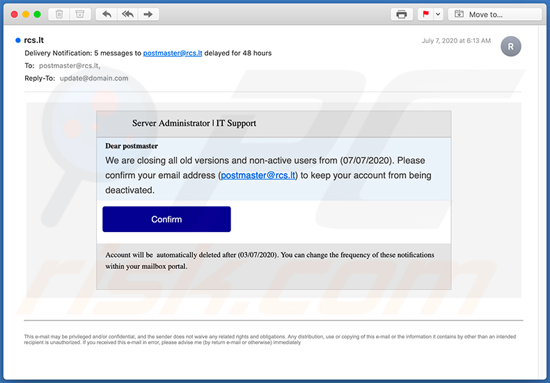 Inloggegevens voor phishing-e-mail voor spam (2020-07-13) - 2