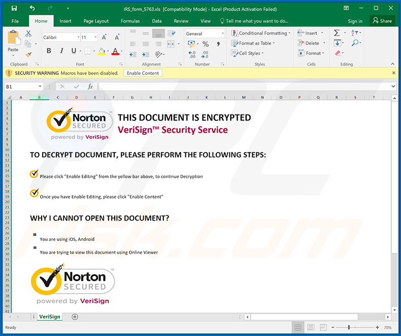 Kwaadaardig MS Excel-document (verspreid via spam-e-mails met IRS-thema) ontworpen om Cobalt Strike te injecteren