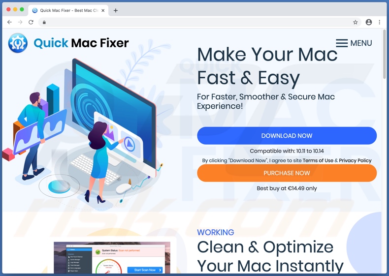 Website used to promote Quick Mac Fixer PUA