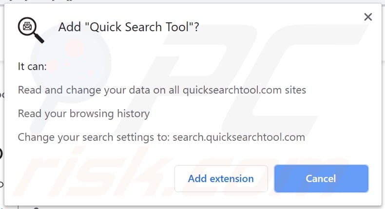 Quick Search Tool browserkaper vraagt rechten