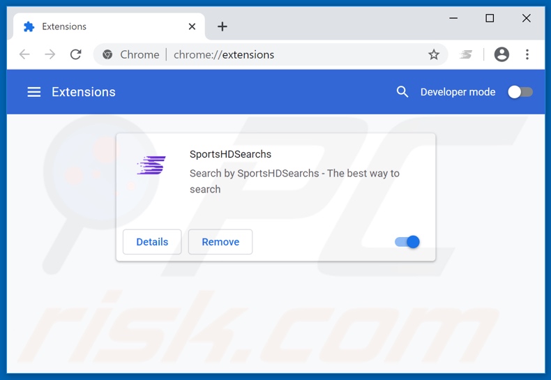 Removing sportshdearchs.com related Google Chrome extensions