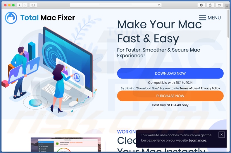 Website used to promote Total Mac Fixer PUA