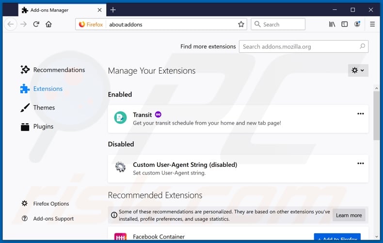 Removing customsearch.info related Mozilla Firefox extensions