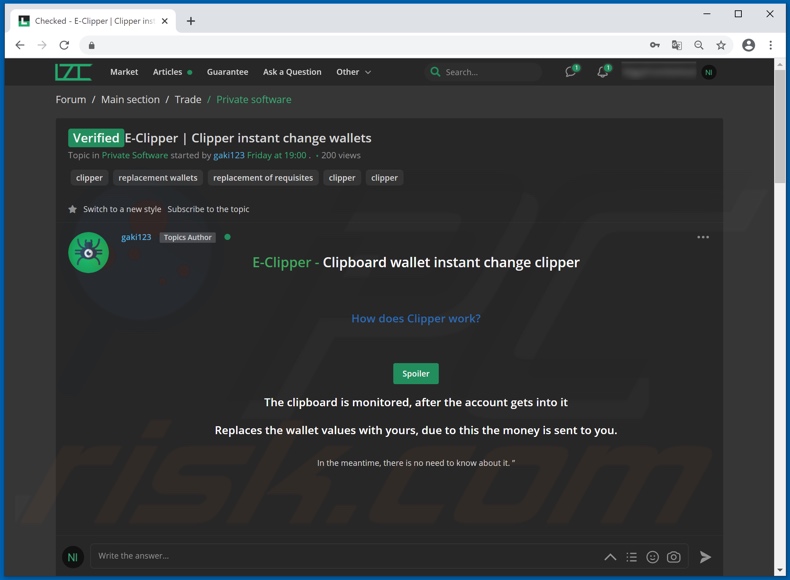 E-Clipper malware promotor
