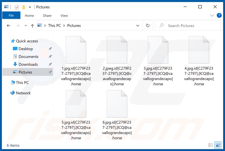 Files encrypted by Horse ransomware (.horse extension)