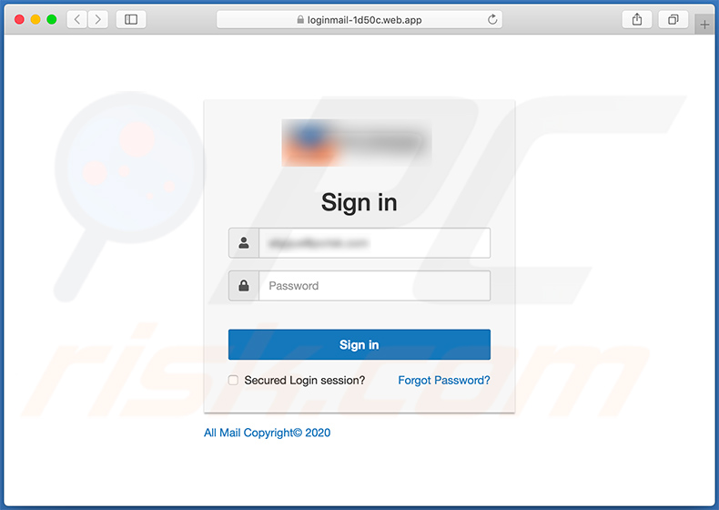 Phishing-website gepromoot via een Mail Quota-e-mail