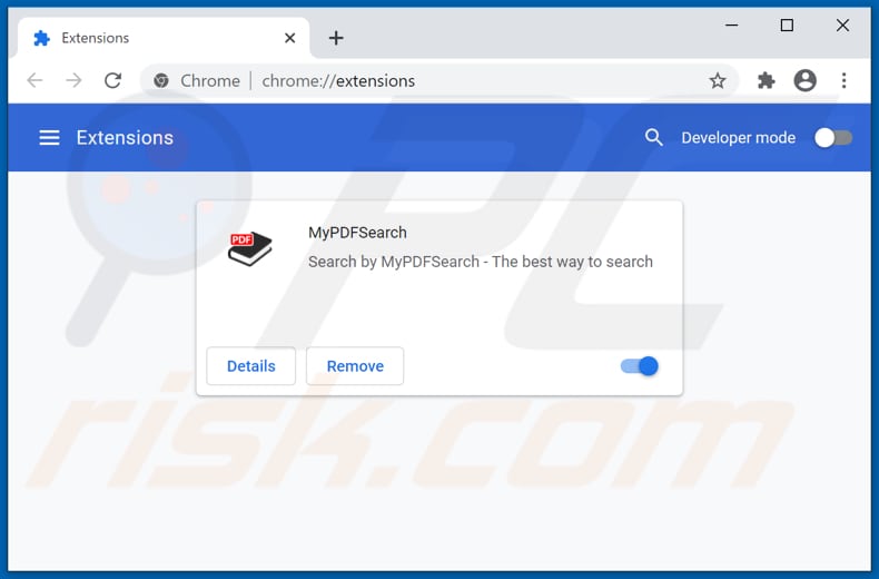 Removing mypdf-search.com related Google Chrome extensions