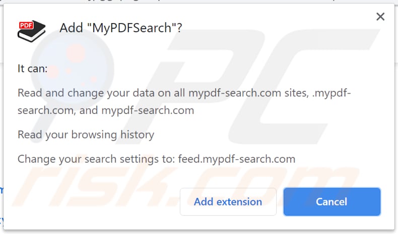 mypdfsearch browser hijacker notification