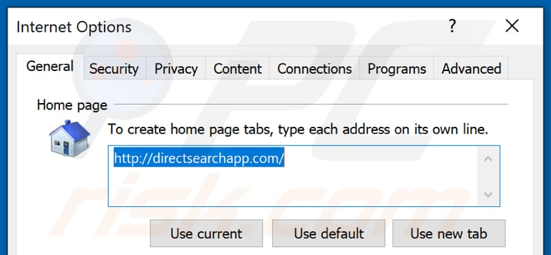 Verwijder directsearchapp.com als startpagina in Internet Explorer