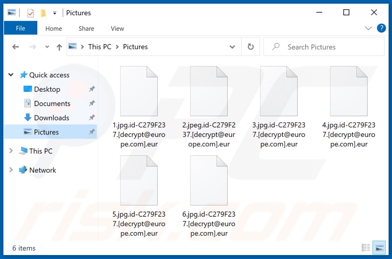 Files encrypted by Eur ransomware (.eur extension)