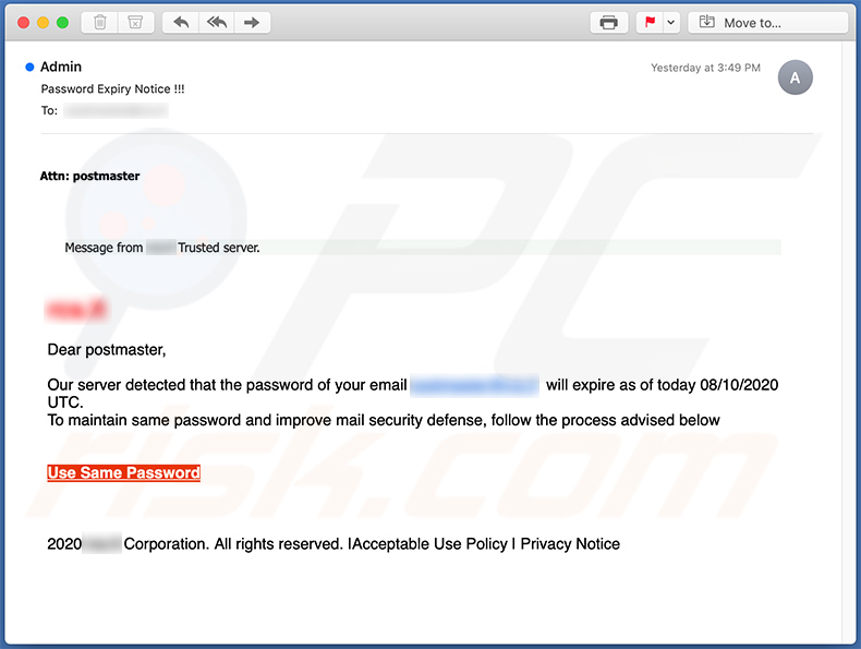 E-mailreferenties phishing spam-mail (2020-10-09)