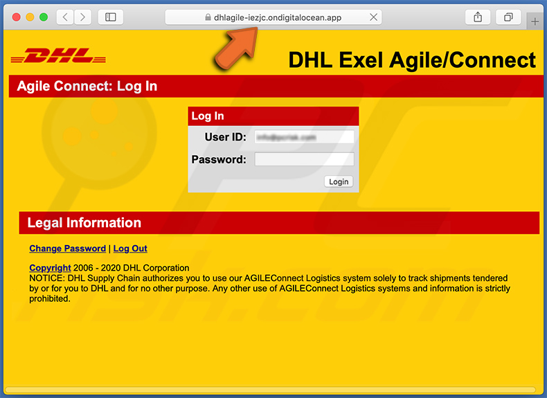DHL Express-thema phishing-website