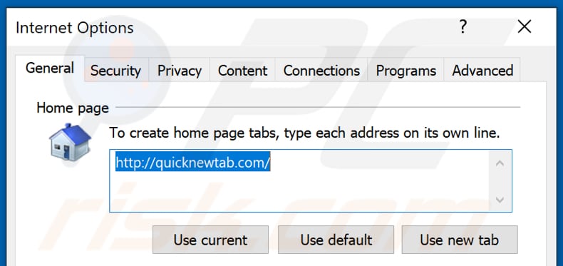 Verwijderen van quicknewtab.com uit Internet Explorer startpagina