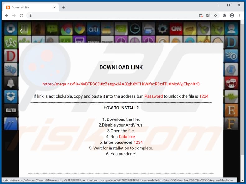 fake google docs extension adware download website for a fake cracking tool