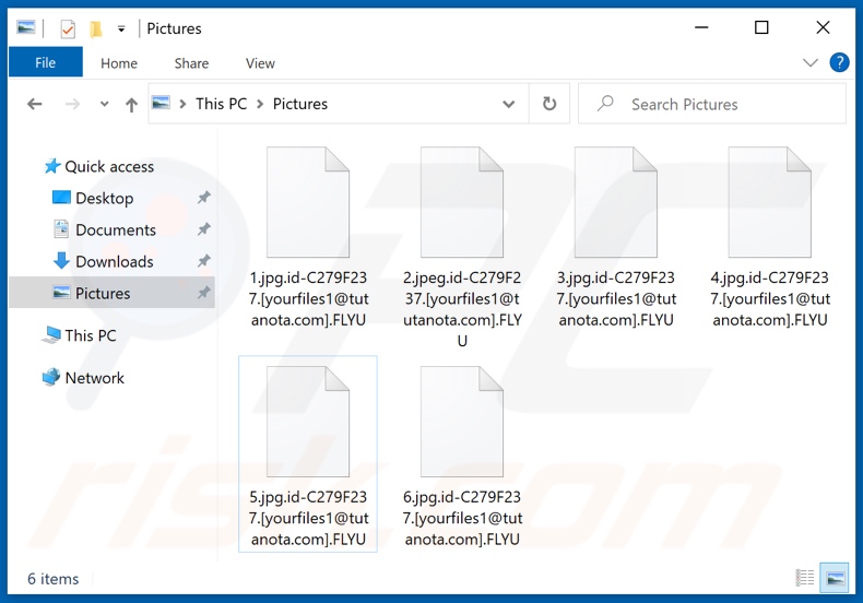 Files encrypted by FLYU ransomware (.FLYU extension)