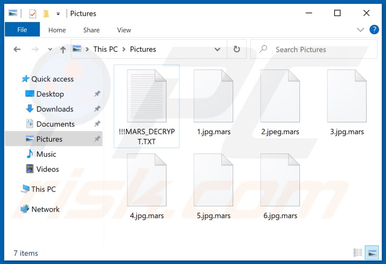 Files encrypted by MARS ransomware (.mars extension)