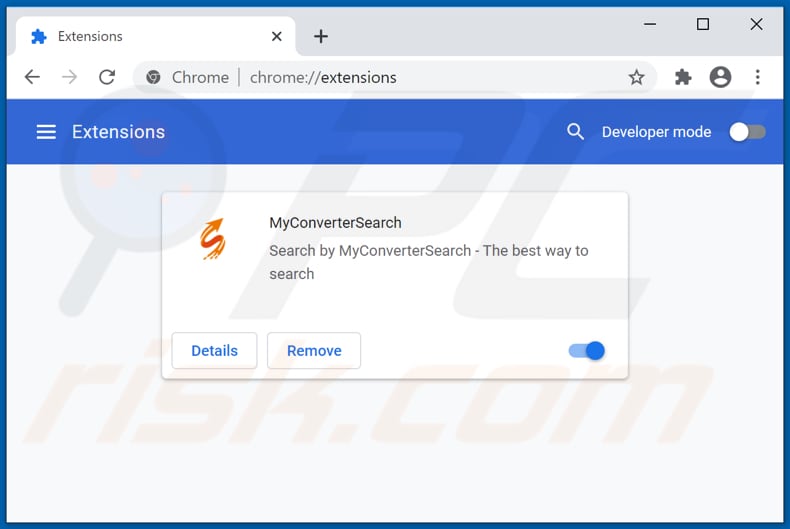 Removing myconvertersearch.com related Google Chrome extensions