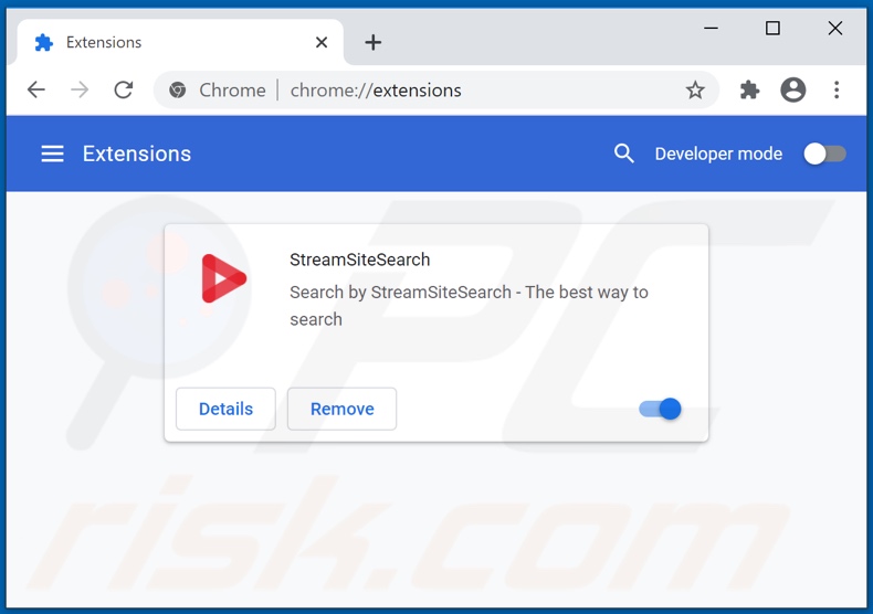Aan streamssitesearch.com gerelateerde Google Chrome-extensies verwijderen