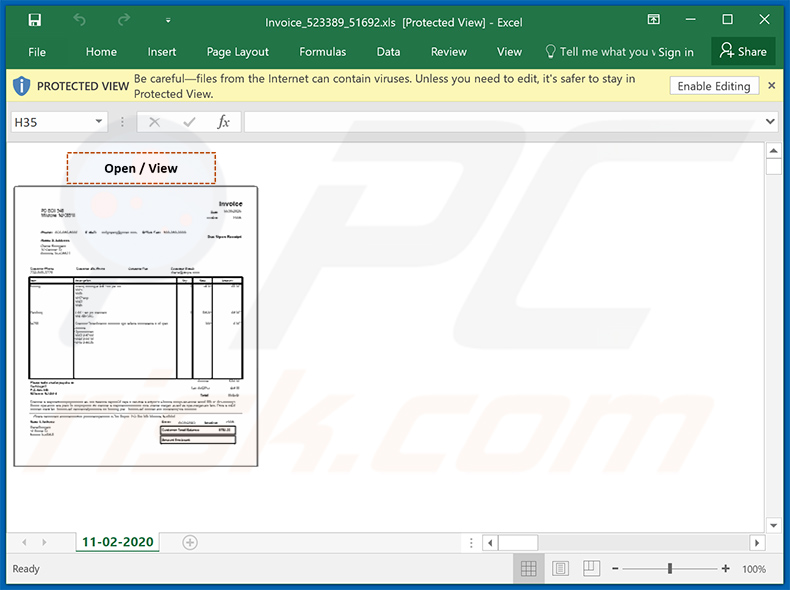 Kwaadaardig MS Excel-document verspreid via spamberichten met factuurthema