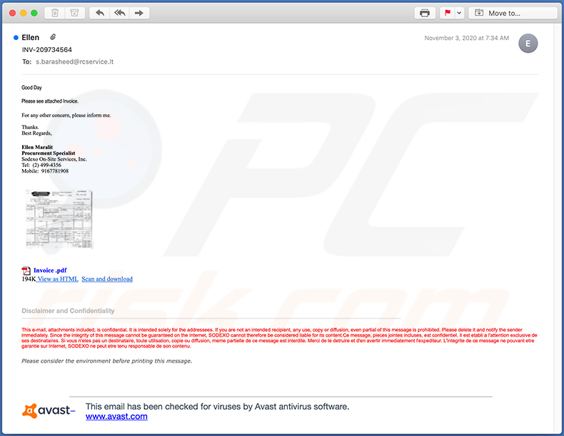 Spam e-mail met factuurthema verspreidt een schadelijk .IMG-bestand (2020-11-10)