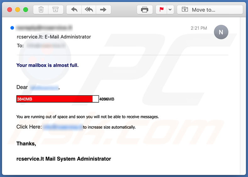 Mail-quota phishingmail (2020-11-06)