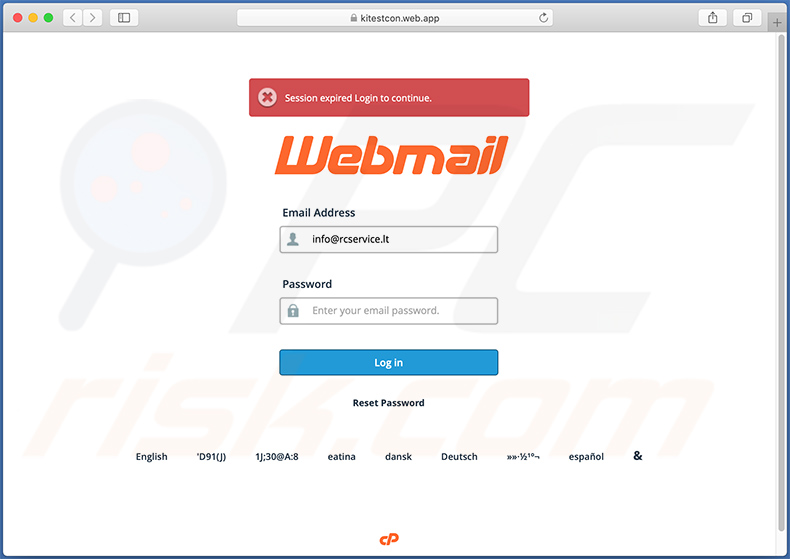 Valse Webmail aanmeldingspagina gepromoot via de Mail Quota-spammail