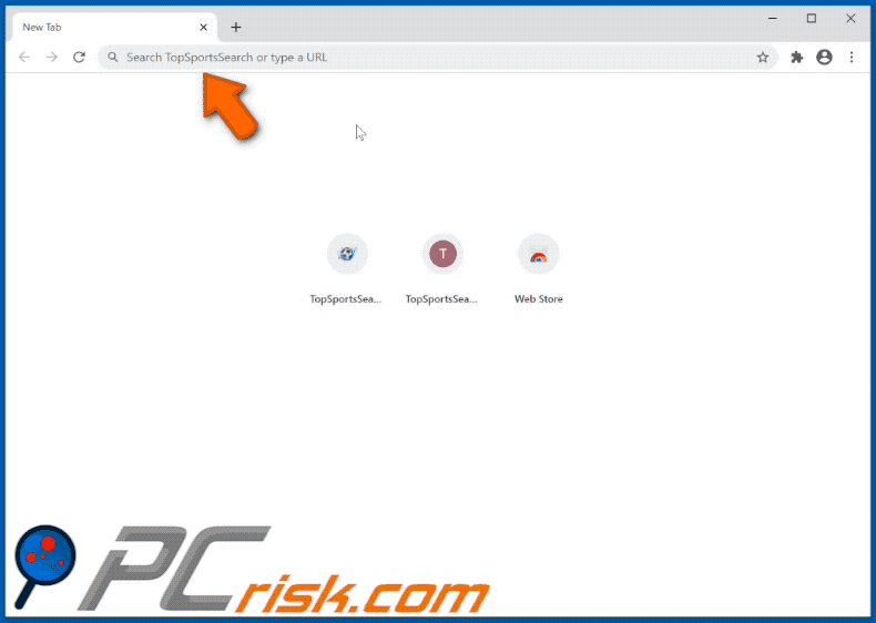 TopSportsSearch browser hijacker appearance GIF