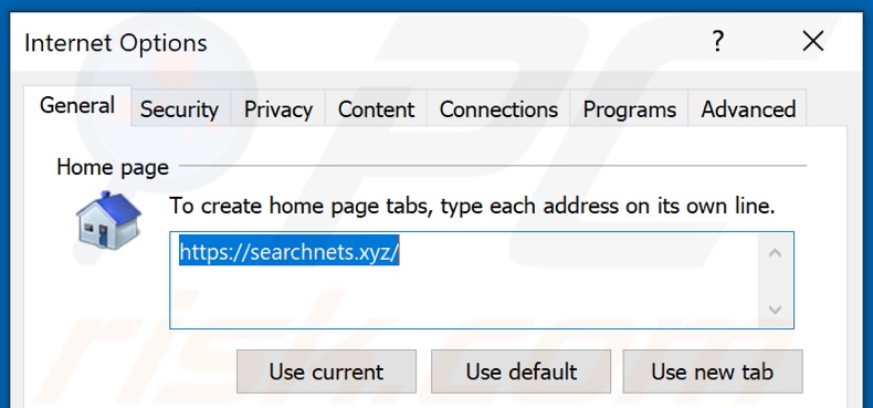 Verwijderen van searchnets.xyz uit Internet Explorer startpagina