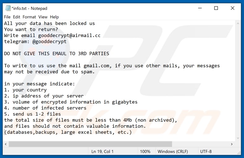 Banhu ransomware tekstbestand (info.txt)