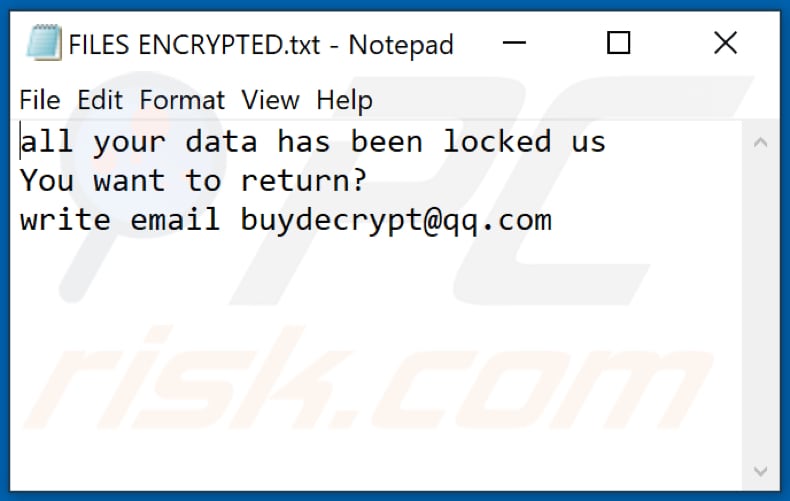 Bip ransomware tekstbestand (FILES ENCRYPTED.txt)