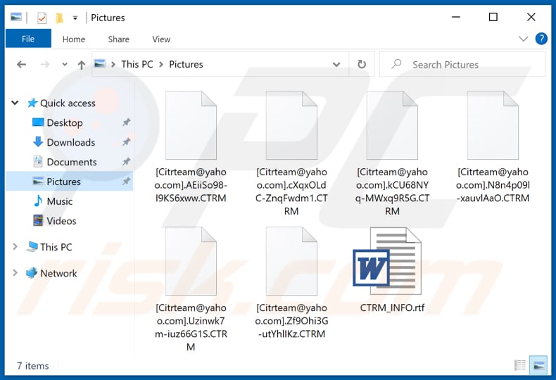 Files encrypted by CTRM ransomware (.CTRM extension)