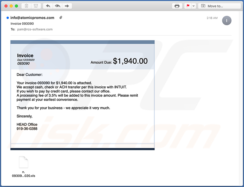 Spam e-mail met factuurthema die Dridex-malware verspreidt