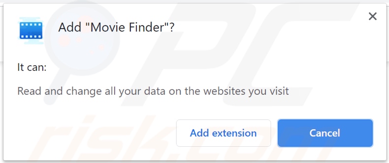 Movie Finder adware vraagt rechten