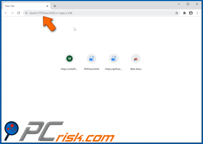 PDFSearchHQ, een browserkaper die de valse zoekmachine pdfsearchhq.com promoot GIF