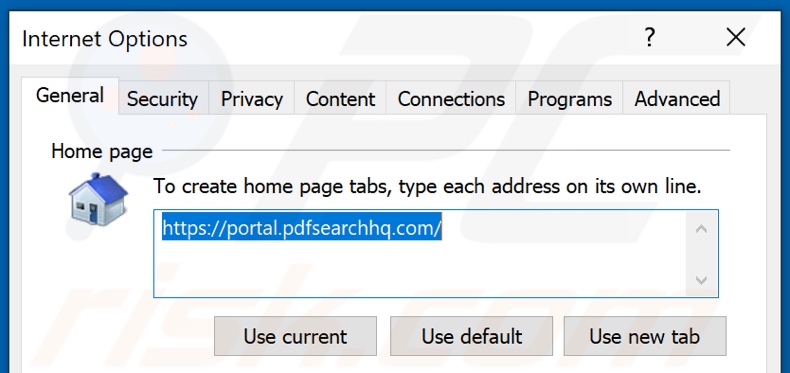 Verwijder pdfsearchhq.com als startpagina in Internet Explorer