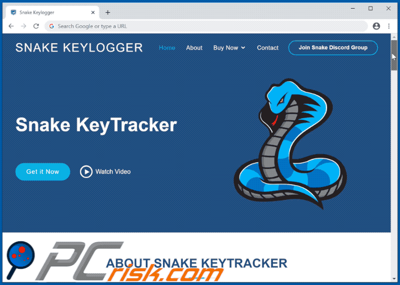 Snake keylogger promotiewebsite GIF