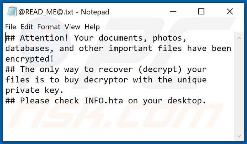 Tekstbestand van de Ufo ransomware (@READ_ME@.txt)