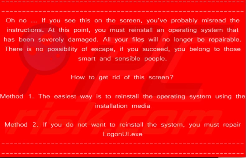 wormlocker ransomware scherm dat wordt weergegeven na het invoeren van de toets