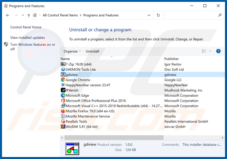 Gdiview adware verwijderen via het configuratiescherm