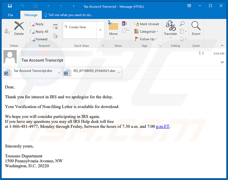 IRS-thema spam-e-mail die Emotet-malware verspreidt