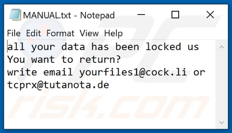 NOV ransomware text file (MANUAL.txt)
