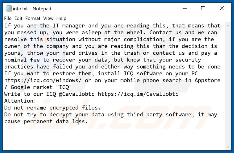 PAYMENT ransomware tekstbestand (info.txt)