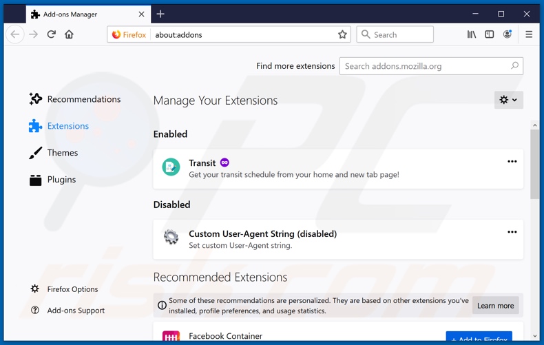 Verwijder aan searchconverterinc.com gerelateerde Mozilla Firefox extensies