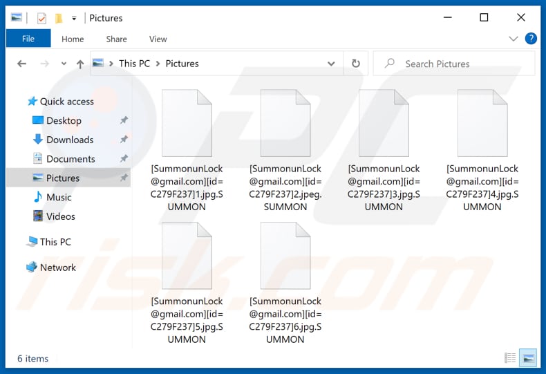 Door de SUMMON ransomware versleutelde bestanden (.SUMMON-extensie)