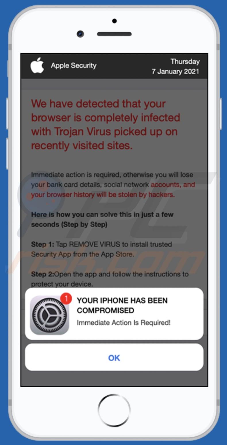 YOUR IPHONE HAS BEEN COMPROMISED - Oplichting
