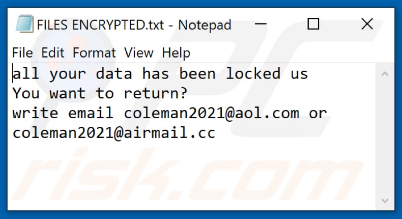 Clman ransomware tekstbestand (FILES ENCRYPTED.txt)