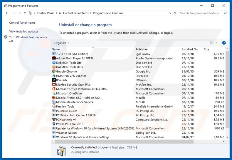 d8yiHf7rX adware verwijderen via het configuratiescherm