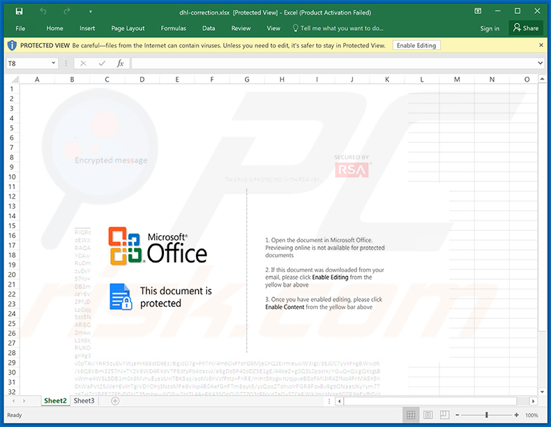 Kwaadaardig MS Excel-document verspreid via spam-e-mails van DHL Express (2021-02-11)