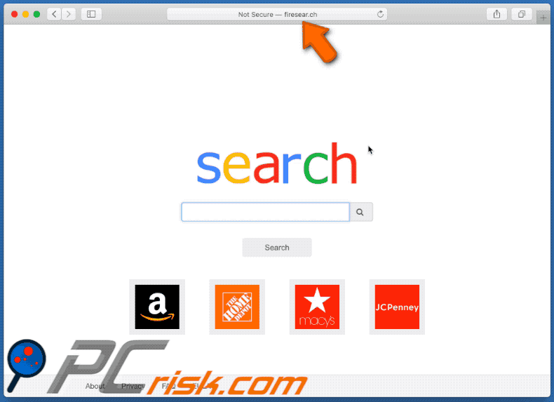 Fire Search browserkaper weergave (GIF)