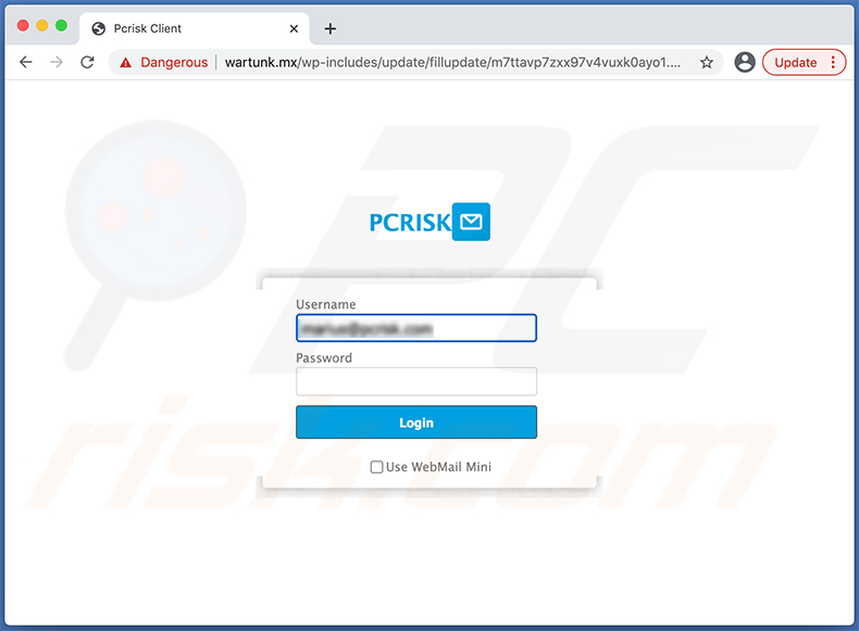 Phishing -website die wordt gepromoot via een oplichtingsmail over verlopen wachtwoorden(2021-02-08)
